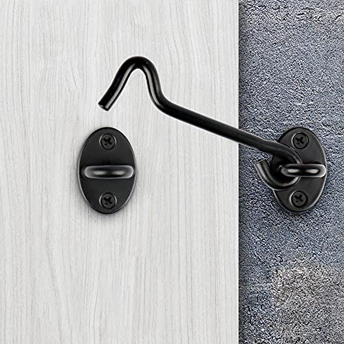 Lokytobi 5Pack 4” Privacy Hook and Eye Latch Easy Lock for Sliding Barn Door, Wooden Fences, Window, Black (5) - Image 4