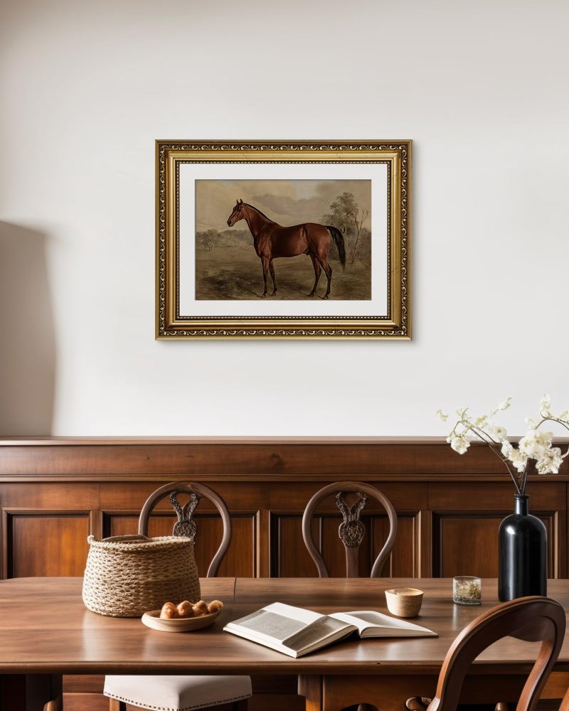 ARPEOTCY Vintage Gold Framed Horse Wall Art, Bedroom Bathroom Living Room Classic Horse Picture Wall Decor, Canvas Prints, Antique Picture Frame Rustic Paintings Home Farmhouse Decor, 11x14 Inch - Image 5