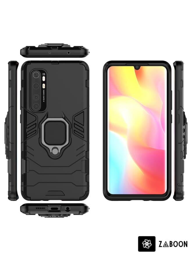 Zaboon Protective Case Cover For Xiaomi Mi Note 10 Lite PC + TPU Anti-fall Protective Case with Ring Holder - Image 2