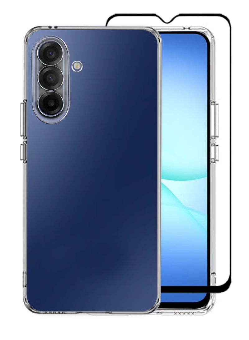 For Samsung Galaxy A17 - Tempered Glass Screen Protector & Clear Protective Phone Cover - Advanced Border-Less Full Edge to Edge ,Shatterproof , High Responsiveness , Higher Transparency ,Anti-scratch and Bubble-free Screen Protector And Transparent Silicone Drop-Proof Clear Protective Phone Cover - Image 1