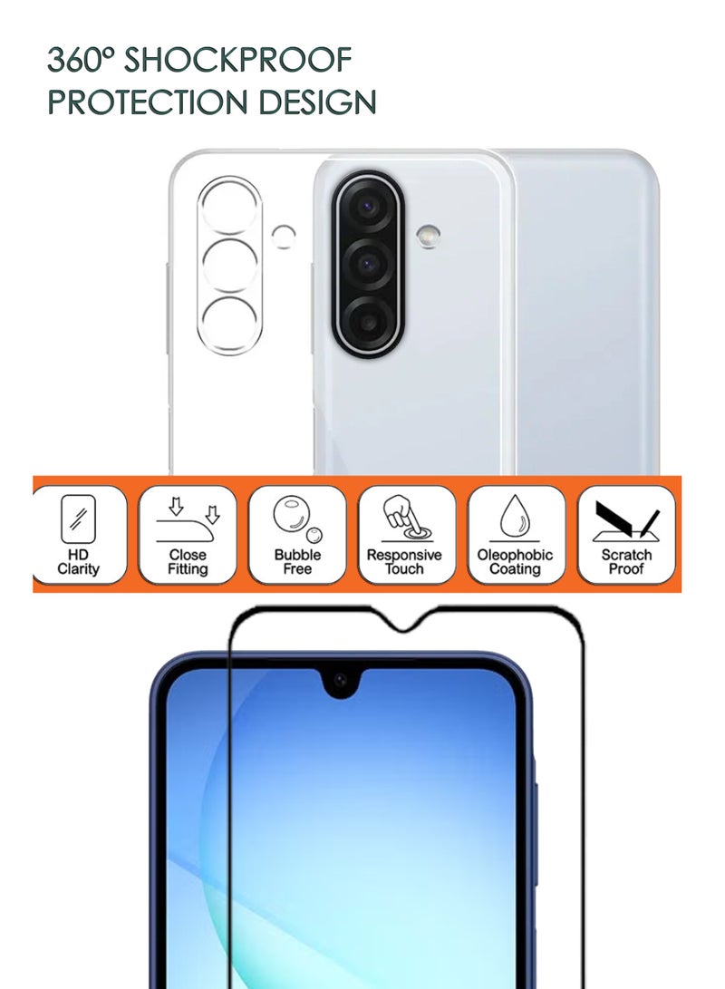 For Samsung Galaxy A17 - Tempered Glass Screen Protector & Clear Protective Phone Cover - Advanced Border-Less Full Edge to Edge ,Shatterproof , High Responsiveness , Higher Transparency ,Anti-scratch and Bubble-free Screen Protector And Transparent Silicone Drop-Proof Clear Protective Phone Cover - Image 2