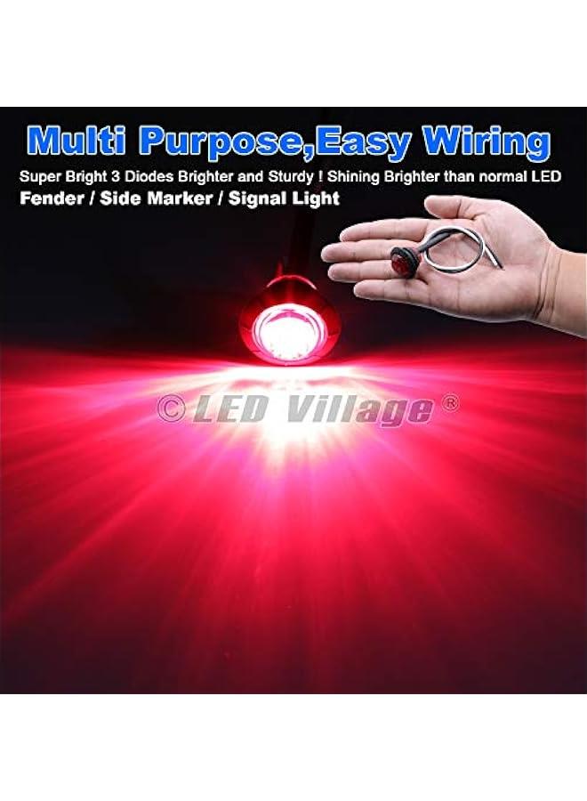 Generic 30 Pcs 3/4 Inch Round 10 Amber + 10 Red + 10 White Clearance Signal Lights Sealed Bulbs for Trailer Caravan Truck Lorry Mini Side Marker Lamp 12V DC 3LED - Image 3