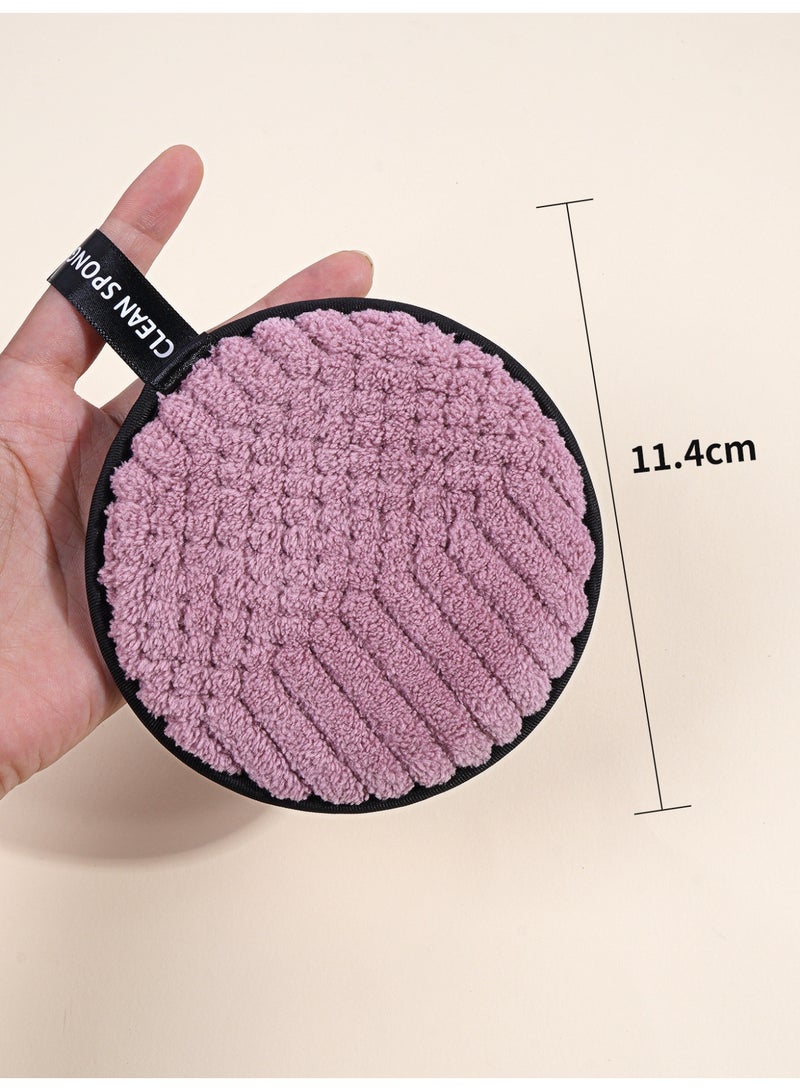 MAANGE 3 قطع وسادات إزالة المكياج القابلة لإعادة الاستخدام جولات ناعمة لتنظيف الوجه مناديل مزدوجة الجانب قابلة للغسل قماش إزالة المكياج ميكروفايبر متعددة الوظائف (وردي، رمادي، بنفسجي) - Image 5