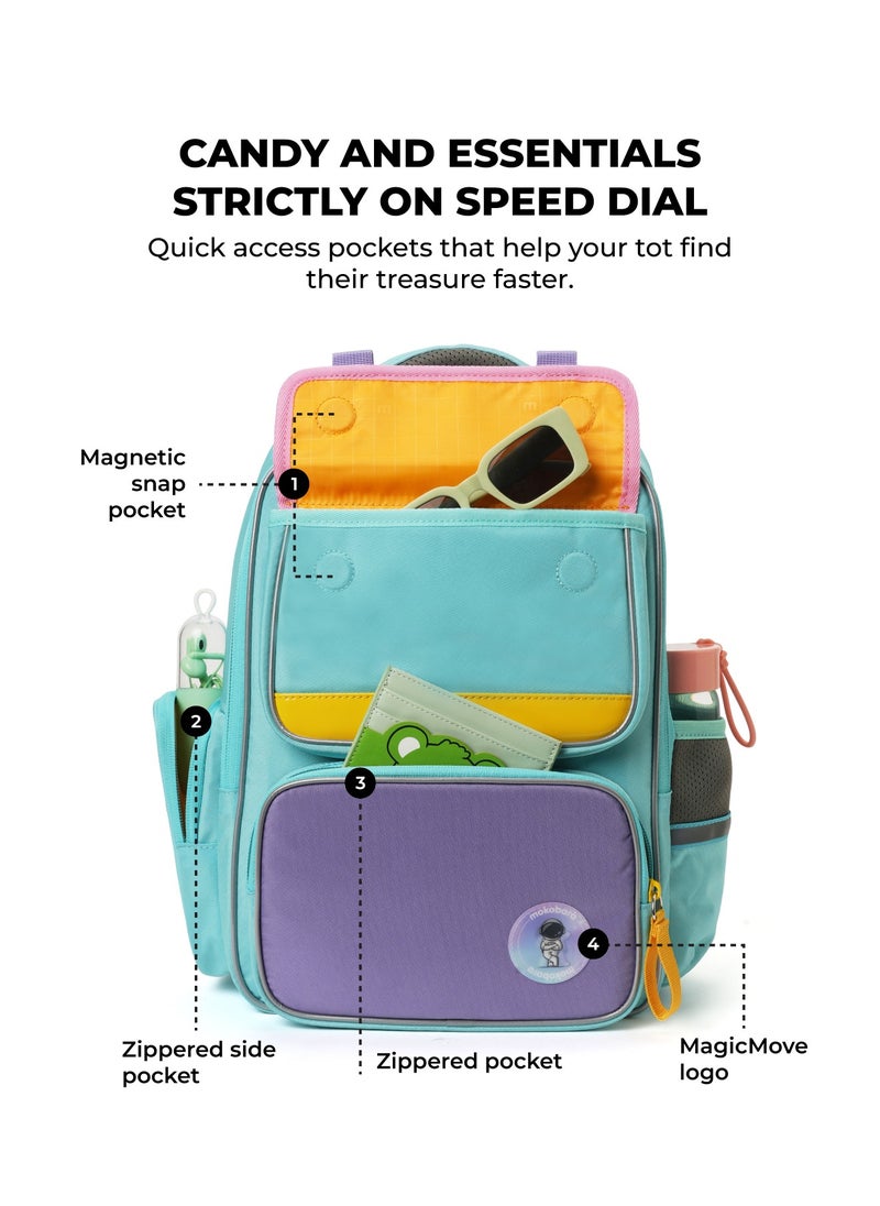 Mokobara Mokobara The Cheddar Backpack - Lightweight Water-Resistant School Backpack for Kids (6-8 Year) with Magicmove Logo and Reflective Stripe Ideal for School, Travel, and Outdoor Adventures (Multicolor)  - Image 3