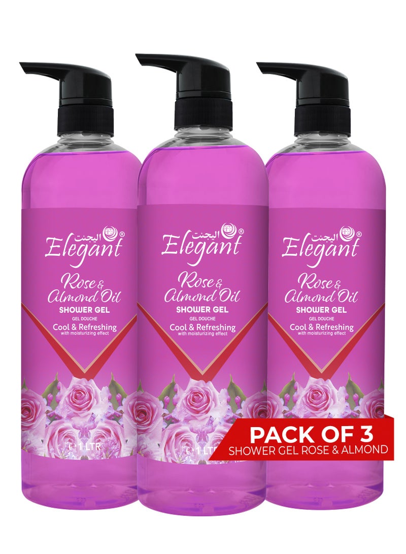 Elegant 3-Pieces Rose & Almond Oil Shower Gel 1 Liter - Image 1