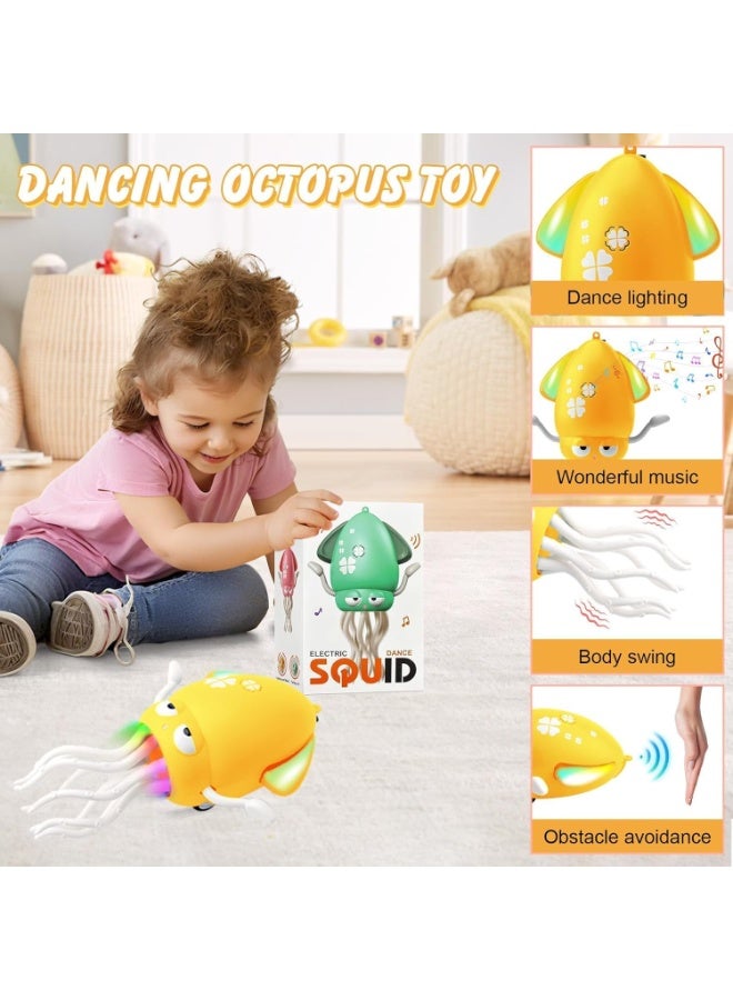 ST ZONE Squid Dance Electric Dancing Octopus Toy with LED Light & Music, Smart Crawling Baby Toy with Automatic Evasion, Fishing Rod & Tentacle Moves, Fun Tummy Time Toy for Kids & Toddlers - Image 5