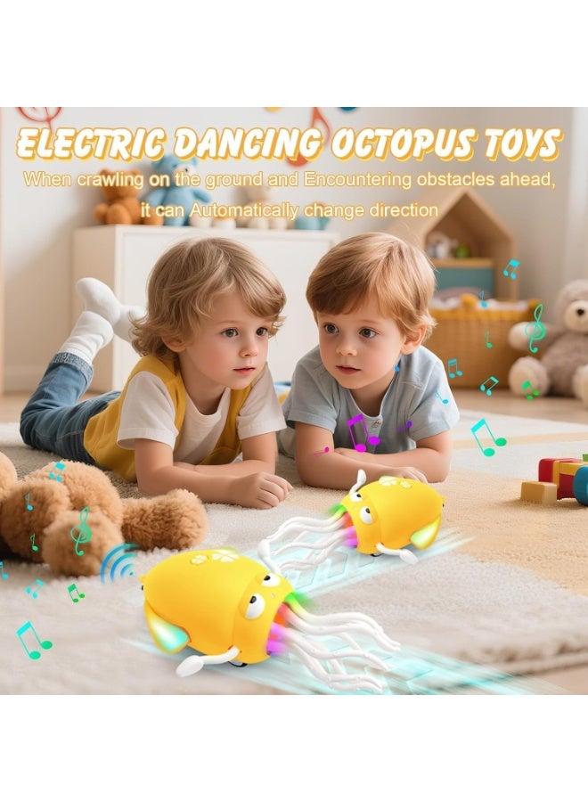 ST ZONE Squid Dance Electric Dancing Octopus Toy with LED Light & Music, Smart Crawling Baby Toy with Automatic Evasion, Fishing Rod & Tentacle Moves, Fun Tummy Time Toy for Kids & Toddlers - Image 3
