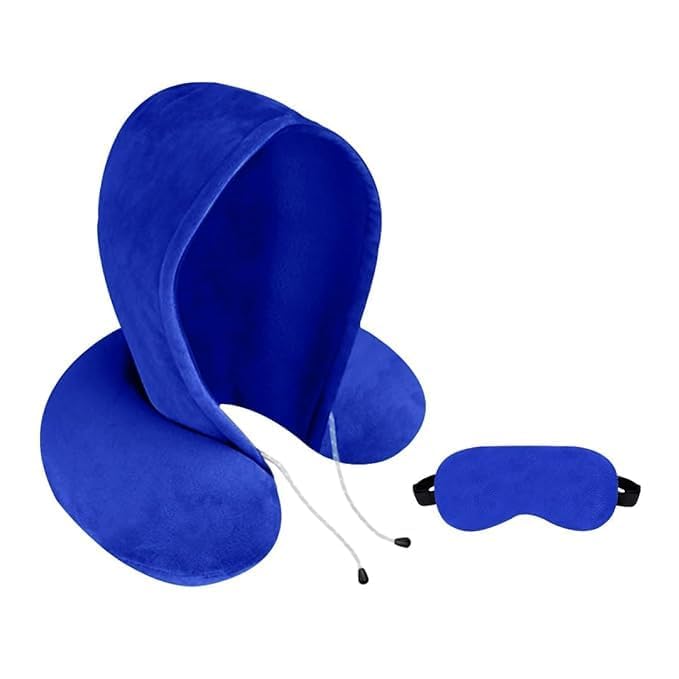 BREDA BREDA Travel Pillow with Hood Air Cushion Car Pillows for Comfort Sleep and Travel in Plane Flight Train Airplane for Men and Women Travel Accessory Pillow for Neck support Pain Relief