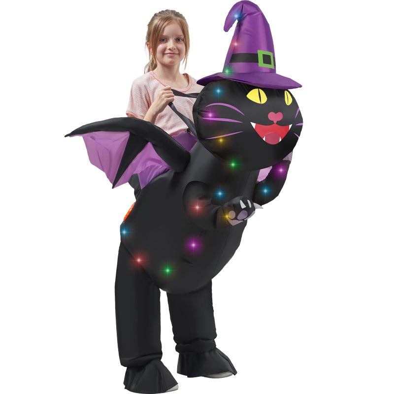 WinnerWhy Child Inflatable Costume with LED Light Blow up Halloween Animal Dress Jumpsuit for Kids Boy Girl Cat - Image 2