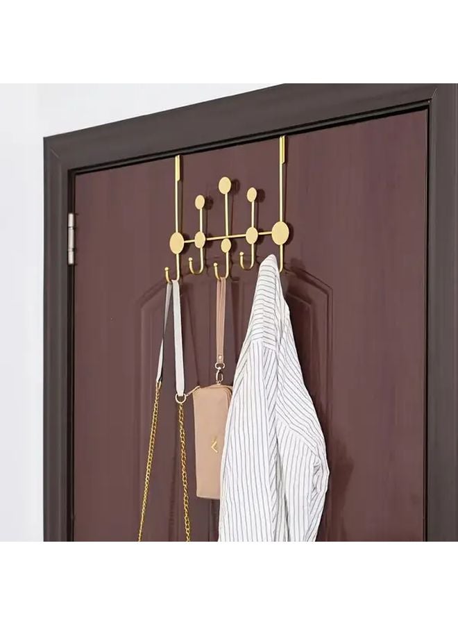 Golden Wall Mount Coat Hooks No Drill Folding Hanger Over The Door Storage - Image 3