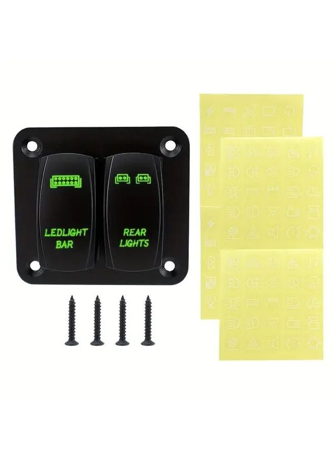 Green 2 Digits Rocker Switch Panel LED Light Bar Rear Lights 12 24V DC 5Pin ON Off Toggle Switch Panel for Cars ATVs UTVs - Image 1