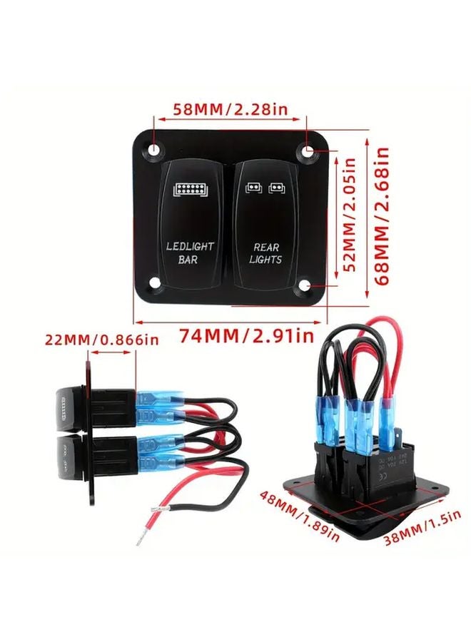 Green 2 Digits Rocker Switch Panel LED Light Bar Rear Lights 12 24V DC 5Pin ON Off Toggle Switch Panel for Cars ATVs UTVs - Image 3