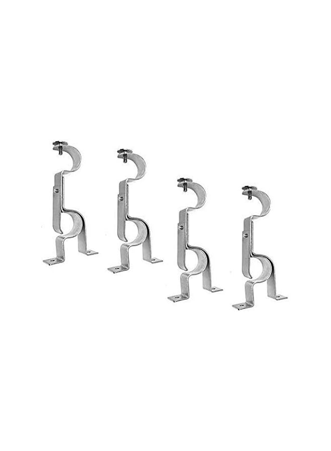 erorex Double Curtain Rod Brackets - Silver (Set of 4 Brackets) 