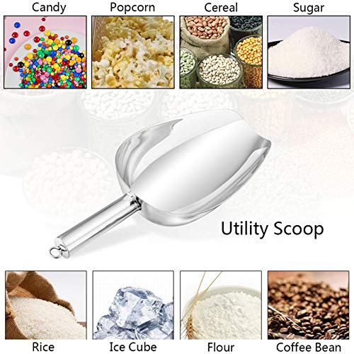 P&P CHEF Food Ice Scoop, Stainless Steel Scoop, Metal Candy Popcorn Flour Utility Scooper for Wedding Party Bar Kitchen Bath, Heavy Duty & Dishwasher Safe, (24oz, 1Pc) - Image 3