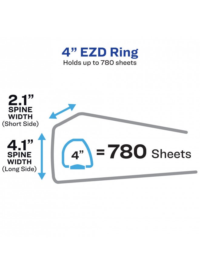AVERY Avery Heavy-Duty 3 Ring Binder with Label Holder, 4 Inch One Touch EZD Rings, 4.5 Inch Spine, 1 Black Binder (79994)  - Image 2