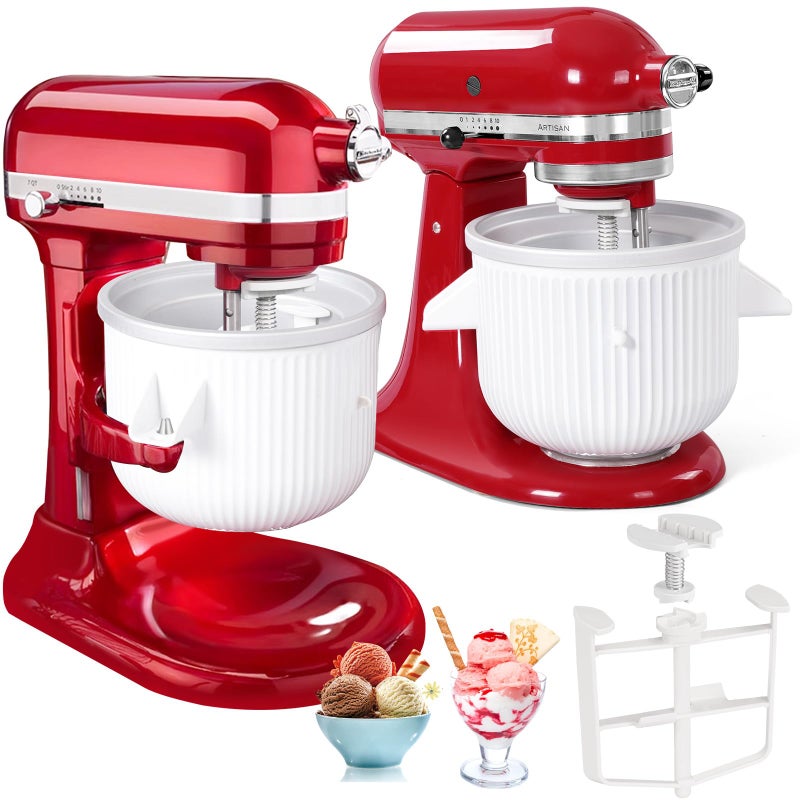 ملحق صنع الآيس كريم متوافق مع خلاطات KitchenAid سعة 4.5/5/6/7 كوارت، يصنع 2 كوارت من الآيس كريم، متوافق مع ملحق صنع الآيس كريم من KitchenAid، آمن للغسل في غسالة الأطباق (لا يناسب الخلاطات سعة 3.5 كوارت). - Image 1