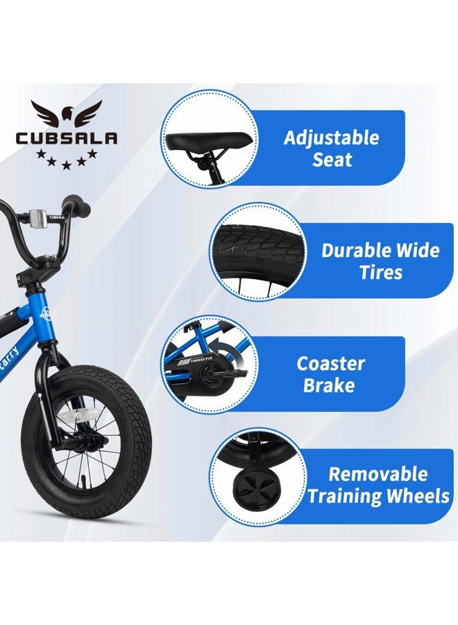 cubsala دراجة أطفال صغيرة 16 بوصة للأولاد والبنات من 4 إلى 7 سنوات بأسلوب BMX مع عجلات تدريب وكابح خلفي وكابح فخاري، أزرق سماوي - Image 2
