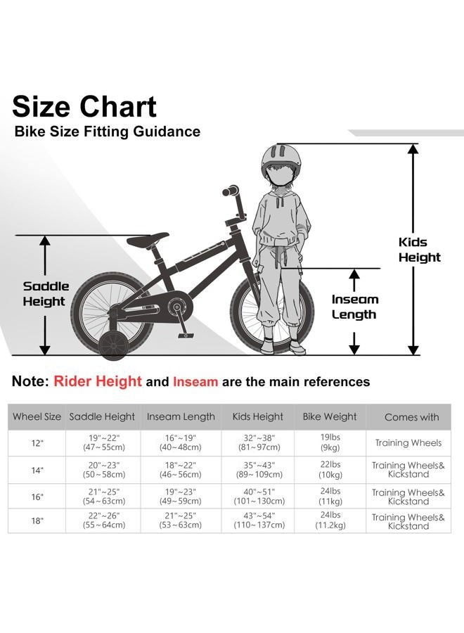 cubsala دراجة أطفال صغيرة 16 بوصة للأولاد والبنات من 4 إلى 7 سنوات بأسلوب BMX مع عجلات تدريب وكابح خلفي وكابح فخاري، أزرق سماوي - Image 5