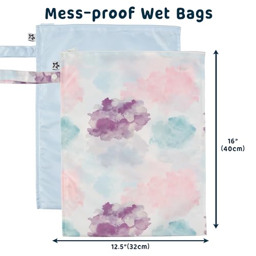 Tiny Twinkle Wet Dry Bag – 2 Pack Reusable Waterproof & Mess Proof Wet Bags for Swimsuits & Travel, Baby Towels & Beach Essentials,a Diaper Bag Must-Have(Cotton Candy) - Image 4