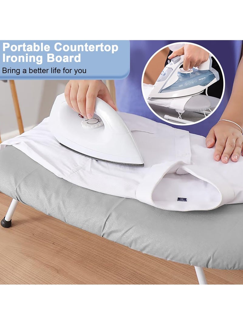 ET-LIFE Countertop Ironing Board, Portable Ironing Board with Ironing Rest Foldable Sleeve Ironing Table Top Space Saving Mini Ironing Station Cover T-Leg Heat Resistance Pad for Laundry Dorm Home Travel - Image 2