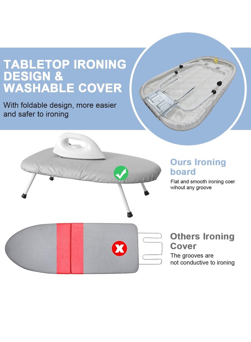 ET-LIFE Countertop Ironing Board, Portable Ironing Board with Ironing Rest Foldable Sleeve Ironing Table Top Space Saving Mini Ironing Station Cover T-Leg Heat Resistance Pad for Laundry Dorm Home Travel - Image 5