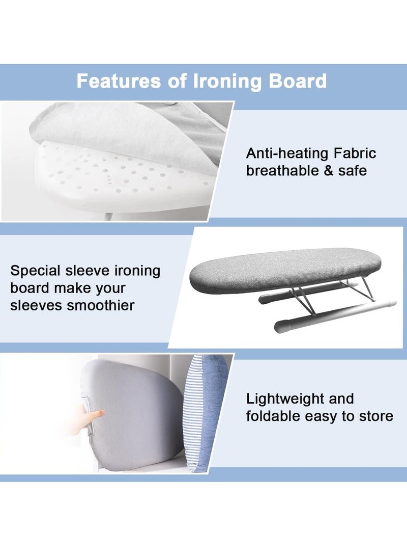 ET-LIFE Countertop Ironing Board, Portable Ironing Board with Ironing Rest Foldable Sleeve Ironing Table Top Space Saving Mini Ironing Station Cover T-Leg Heat Resistance Pad for Laundry Dorm Home Travel - Image 3