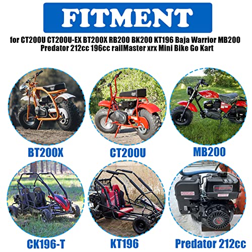 APPYU Carburetor w/Main Jet Kit Upgraded carb for Coleman BT200X CT200U Trail CT200U-EX CT200U-EXR Mini Bikes Go-Kart Baja Warrior MB165 MB200 196cc 200cc 212cc 6.5Hp Manual Choke Go kart Carb - Image 2