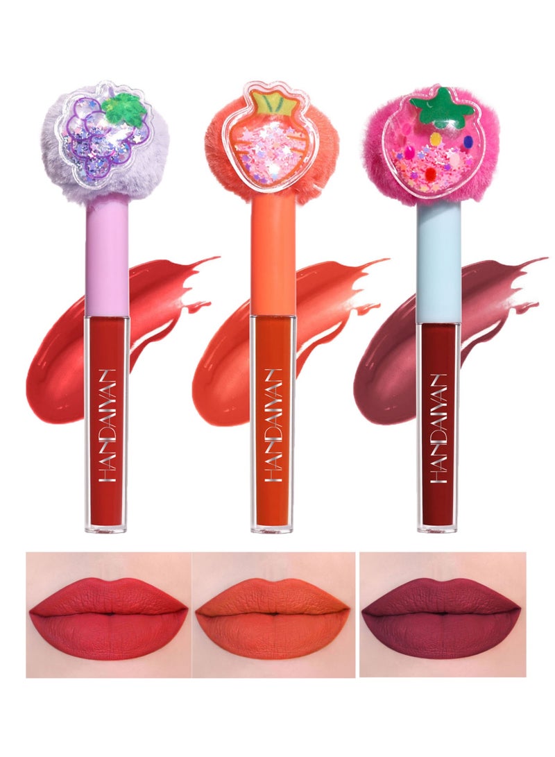 Handaiyan Lipstick Matte Liquid Lipsticks 3 Pcs Makeup For Women Velvet Long Lasting Waterproof Highly Pigmented Colour Quick-Drying, Smudge-Proof, Nourishes, Conditions,Ultra Soft Moisturizes - Image 1