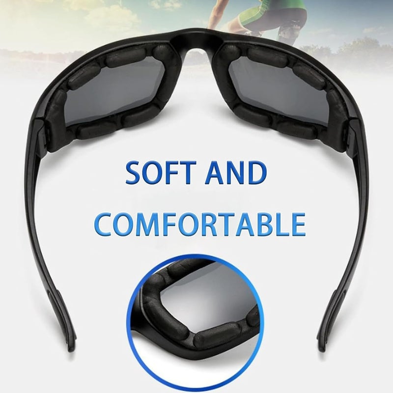 YARDHOBI 3 Pair Motorcycle Riding Glasses, Foam Padded Eyewear Goggles, UV Protection Anti-Wind Dustproof Motorcycle Sunglasses for Outdoor Activities Sports (Transparent, Yellow, Grey) - Image 5