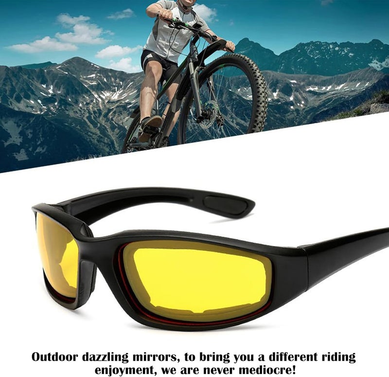YARDHOBI 3 Pair Motorcycle Riding Glasses, Foam Padded Eyewear Goggles, UV Protection Anti-Wind Dustproof Motorcycle Sunglasses for Outdoor Activities Sports (Transparent, Yellow, Grey) - Image 2
