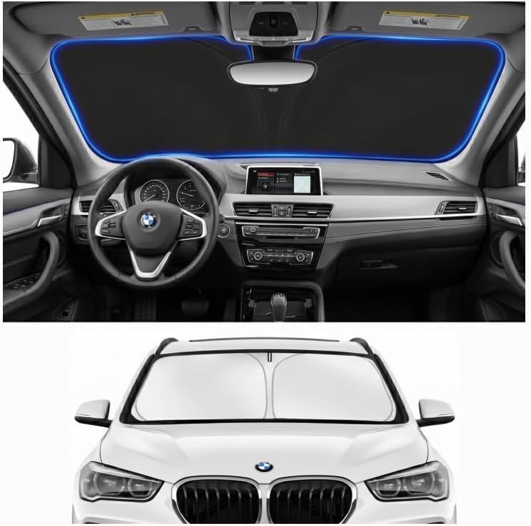 PinBaoLaLa Windshield Sun Shade for 2016-2024 2025 BMW X1 E84 Accessories - Windshield Sunshade Cover Front Window Shade Custom Fit X1 E84 Sun Visor Protector Foldable Blocks UV Rays - Image 1