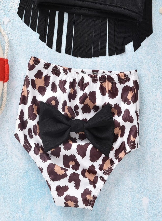 Aalizzwell Toddler Infant Baby Girls Swimsuit Leopard Tassels Bikini Two Pieces Bathing Suit Summer Beach Outfits Set (Leopard, 2T) - Image 4