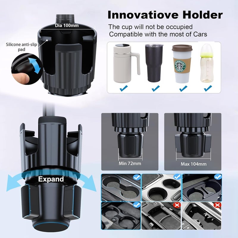 Peastrex Cup Holder Phone Holder for Car with 360° Long Arm for 4 to 7in Smartphones - Image 4