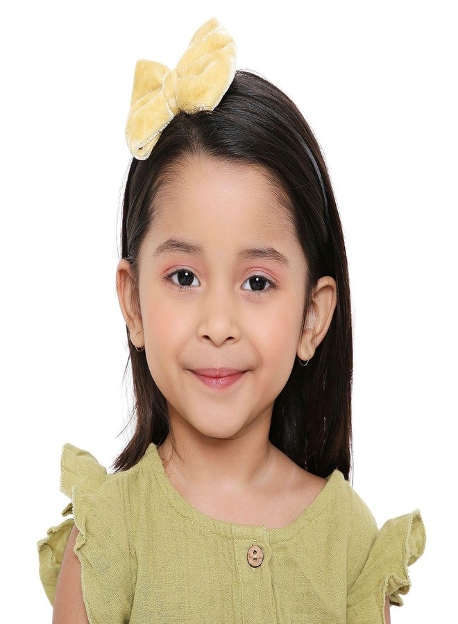 Arendelle Beige Velvet Big Bow Hairband for Girls – Soft & Sophisticated [AHA411] - Image 1