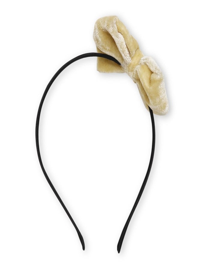 Arendelle Beige Velvet Big Bow Hairband for Girls – Soft & Sophisticated [AHA411] - Image 3