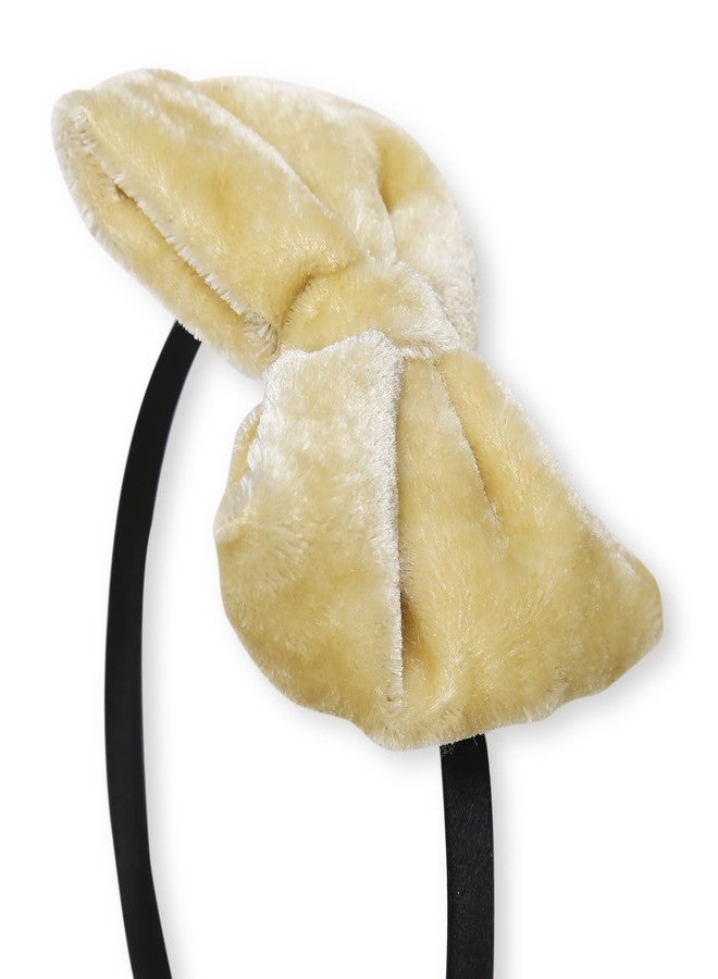 Arendelle Beige Velvet Big Bow Hairband for Girls – Soft & Sophisticated [AHA411] - Image 4