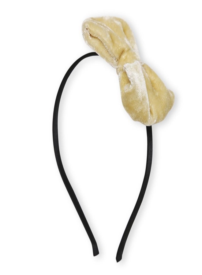 Arendelle Beige Velvet Big Bow Hairband for Girls – Soft & Sophisticated [AHA411] - Image 2