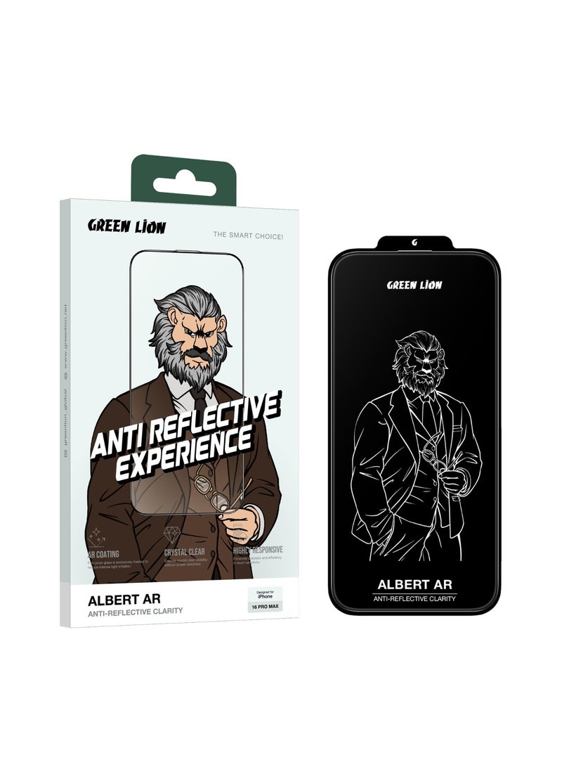 GREEN LION iPhone 16 Pro Max Albert AR Screen Protector / Anti-Reflective Clarity / Crystal Clear / Highly Responsive / Anti-Dust / Anti Fingerprint / 9H Diamond Hardness / Seamless Edge Fit - Clear - Image 1