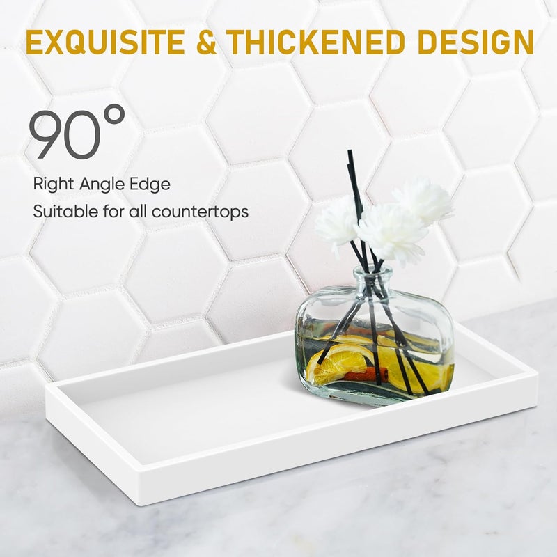 EG-SIPRO - High Quality Thickened Silicone Bathroom Tray Rectangular Shatterproof Bathroom Countertop Tray Pure White 26x13cm (EGTRAY) - Image 2