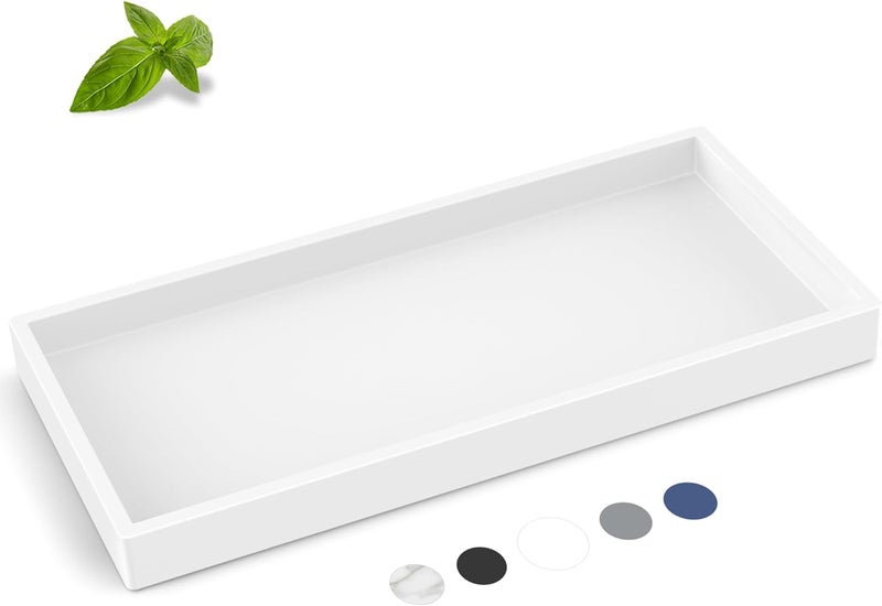 EG-SIPRO - High Quality Thickened Silicone Bathroom Tray Rectangular Shatterproof Bathroom Countertop Tray Pure White 26x13cm (EGTRAY) - Image 1