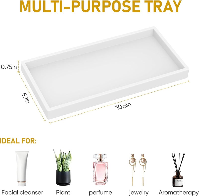 EG-SIPRO - High Quality Thickened Silicone Bathroom Tray Rectangular Shatterproof Bathroom Countertop Tray Pure White 26x13cm (EGTRAY) - Image 5