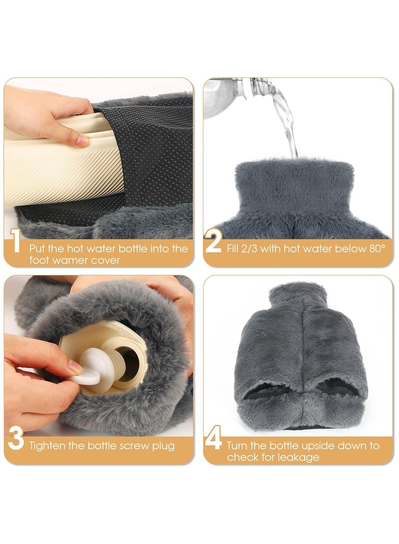 SYOSI Heated Foot Warmer 2L Hot Water Bottle Foot Muff Snug Feet and Hand Warmer Hot Water Bag Non Electricity Heated Feet Warmers for Pain Relief Women and Men  - Image 3