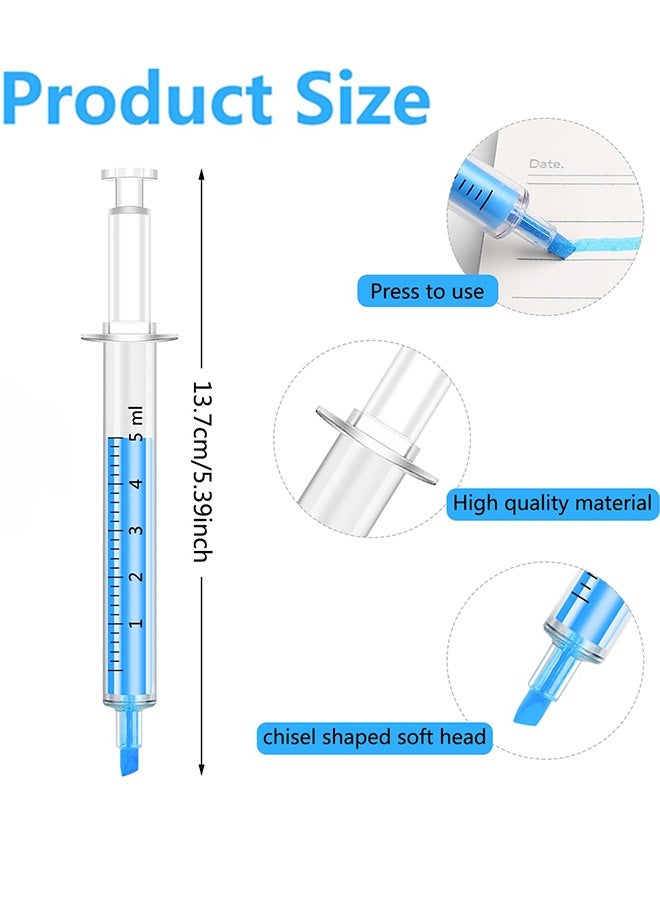 12 Pcs Syringe Highlighter Pens Novelty Multi Color Writing Tools for Home School Office Study Notes Creative Crafts Gift Giving Ramadan Eid Goodies Bags Kids’ Learning Activities, Yellow Pink Orange Green Blue Purple - Image 2