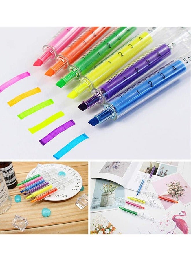 12 Pcs Syringe Highlighter Pens Novelty Multi Color Writing Tools for Home School Office Study Notes Creative Crafts Gift Giving Ramadan Eid Goodies Bags Kids’ Learning Activities, Yellow Pink Orange Green Blue Purple - Image 3