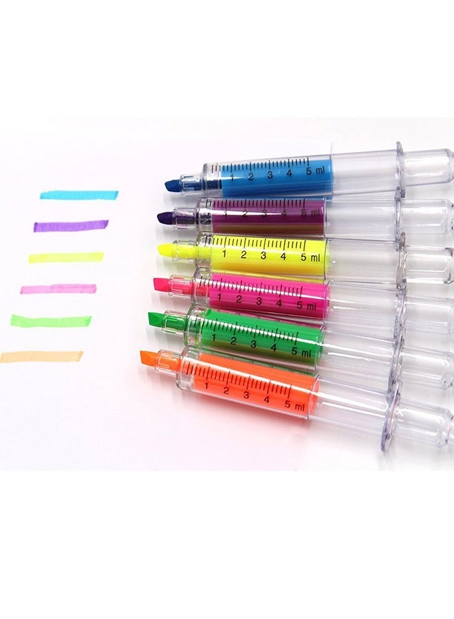 12 Pcs Syringe Highlighter Pens Novelty Multi Color Writing Tools for Home School Office Study Notes Creative Crafts Gift Giving Ramadan Eid Goodies Bags Kids’ Learning Activities, Yellow Pink Orange Green Blue Purple - Image 4