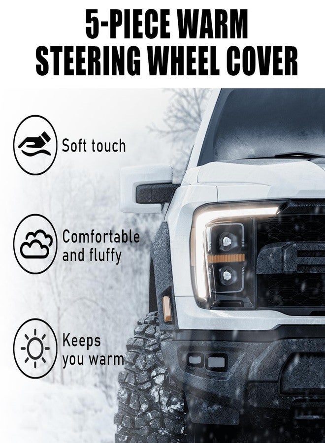 Yourkar 5 PCS Fluffy Steering Wheel Covers Set, Faux Wool Steering Wheel Cover & Handbrake Cover & Gear Shift Cover & 2 Seat Belt Shoulder Pads, Universal Car Accessories (Pink) - Image 4
