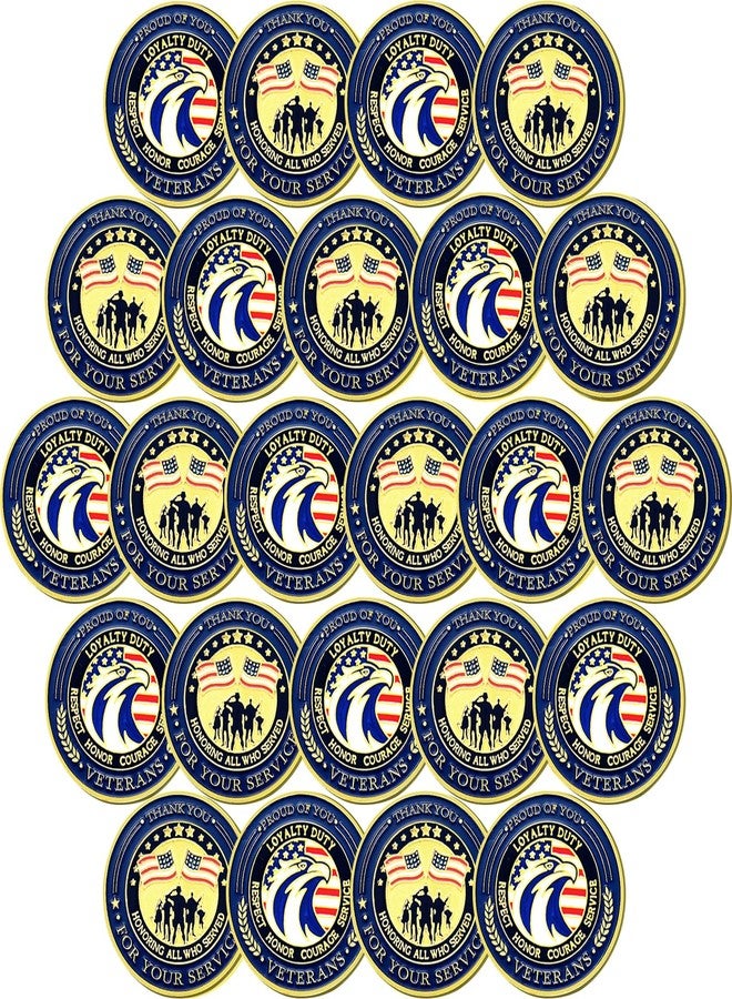 LAIAMER 24 Pcs Military Challenge Coins Veteran Thank You for Your Service Coins Veterans Day Gifts Military Appreciation Gifts for Men Women Veterans Gift - Image 1