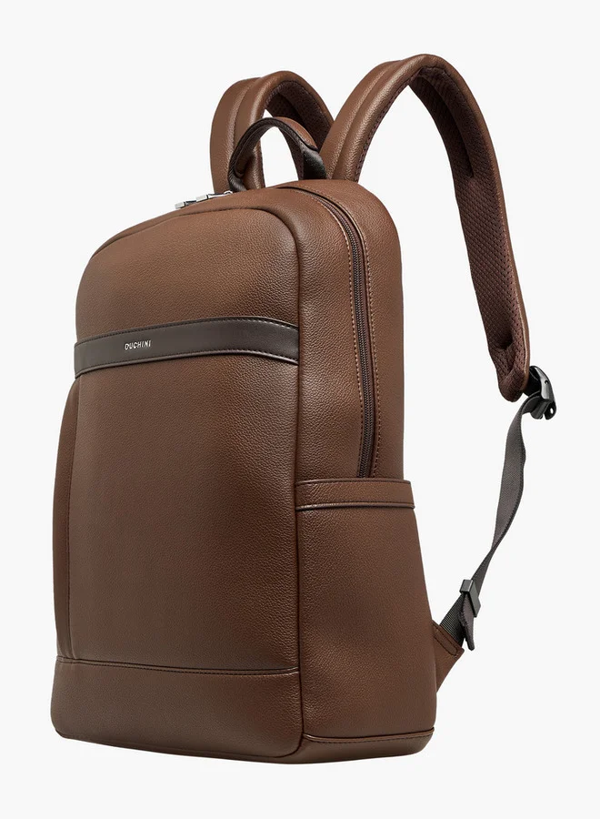 DUCHINI Solid Backpack with Adjustable Straps and Zip Closure - 31x17x43 cm