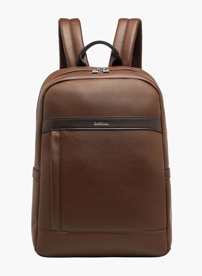 DUCHINI Solid Backpack with Adjustable Straps and Zip Closure - 31x17x43 cm
