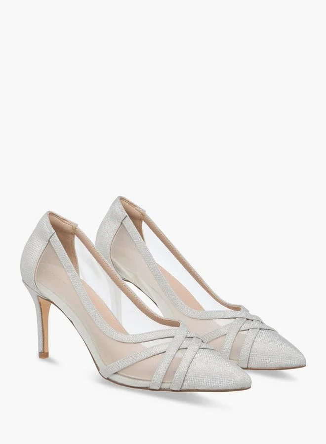 Textured Slip-On Pumps With Stiletto Heels